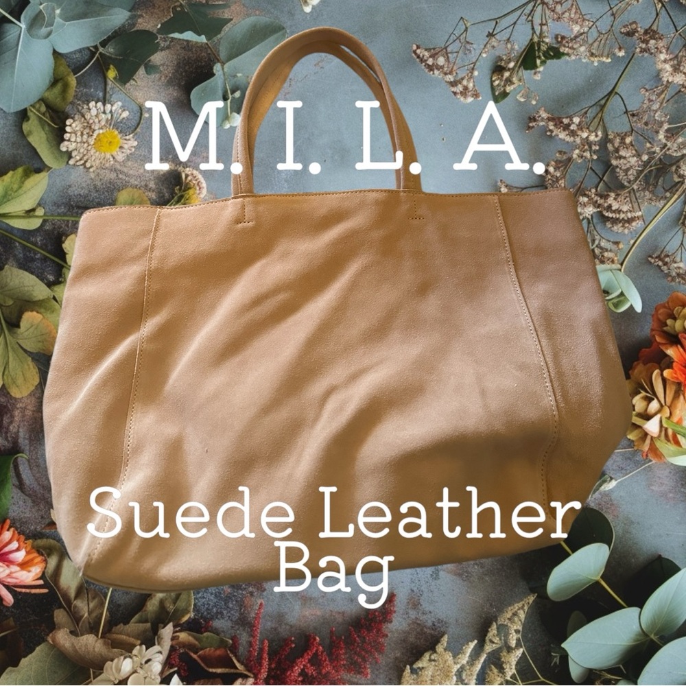 M.I.L.A Blush Pink Suede Tote Bag Large Minimalist Luxury Everyday Work Travel - Picture 5 of 16